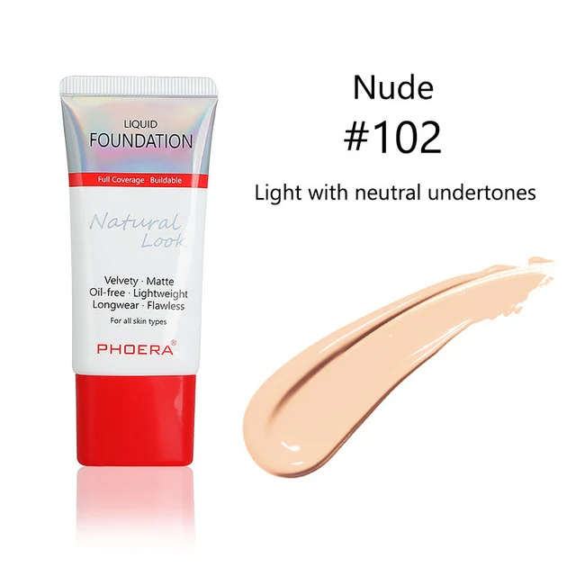 PHOERA 30ml Full Coverage Foundation Makeup Skin-Friendly Base Maquiagem Oil Control Long Lasting for 24 Hours TSLM1