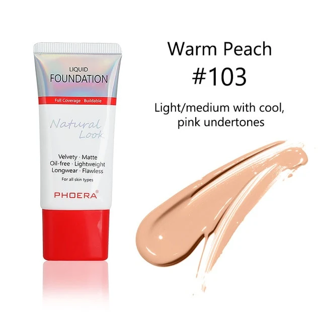 PHOERA 30ml Full Coverage Foundation Makeup Skin-Friendly Base Maquiagem Oil Control Long Lasting for 24 Hours TSLM1