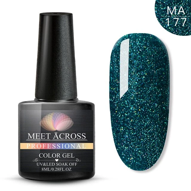 MEET ACROSS 8ml Glitter Nail Gel Holographic Gel Polish Dazzling Shining Gel Varnish UV LED Soak Off Nail Art Manicure