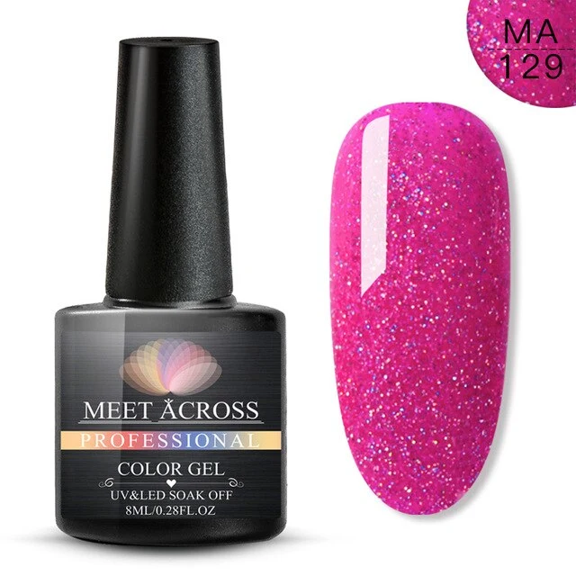 MEET ACROSS 8ml Glitter Nail Gel Holographic Gel Polish Dazzling Shining Gel Varnish UV LED Soak Off Nail Art Manicure
