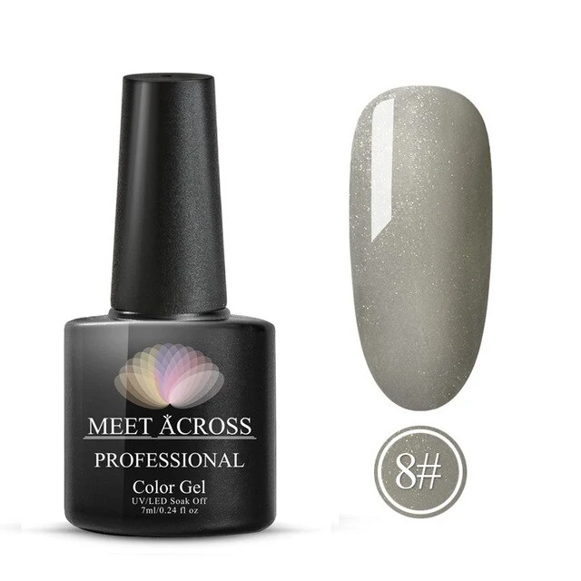 MEET ACROSS 8ml Glitter Nail Gel Holographic Gel Polish Dazzling Shining Gel Varnish UV LED Soak Off Nail Art Manicure