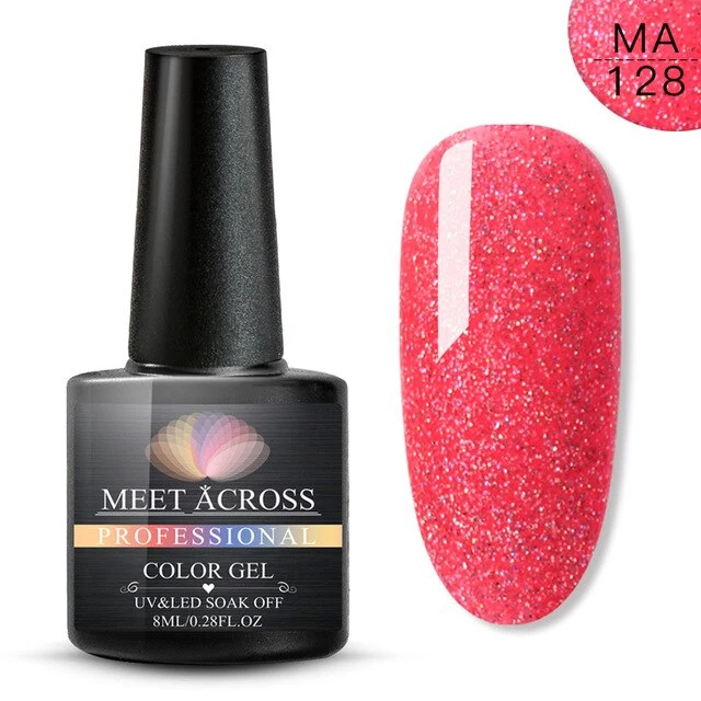 MEET ACROSS 8ml Glitter Nail Gel Holographic Gel Polish Dazzling Shining Gel Varnish UV LED Soak Off Nail Art Manicure