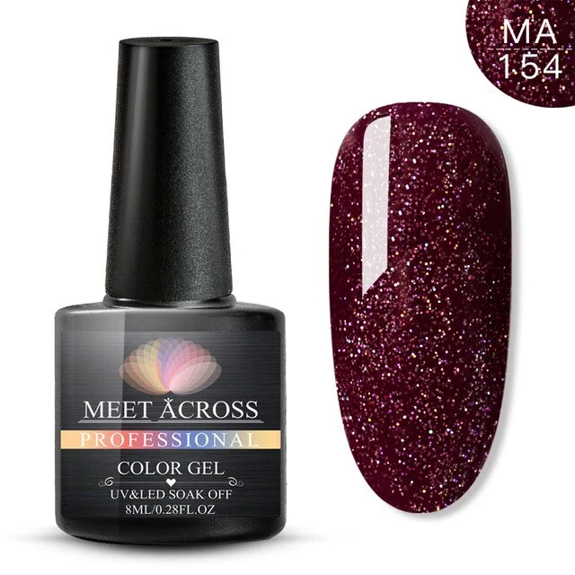 MEET ACROSS 8ml Glitter Nail Gel Holographic Gel Polish Dazzling Shining Gel Varnish UV LED Soak Off Nail Art Manicure
