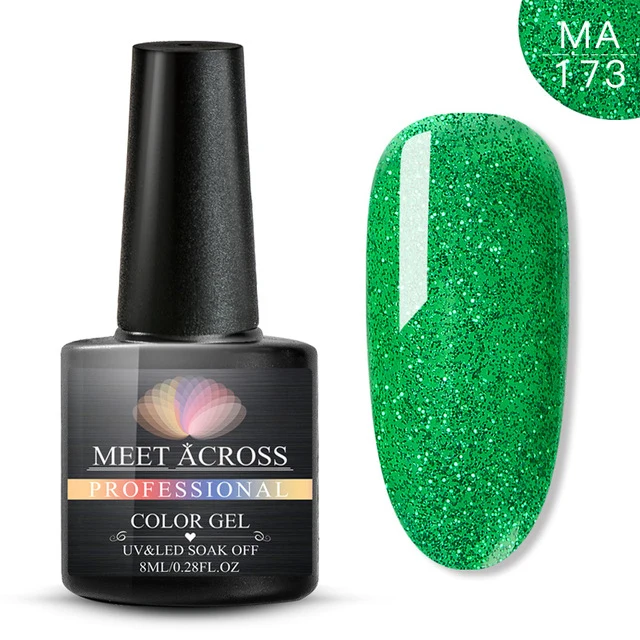 MEET ACROSS 8ml Glitter Nail Gel Holographic Gel Polish Dazzling Shining Gel Varnish UV LED Soak Off Nail Art Manicure