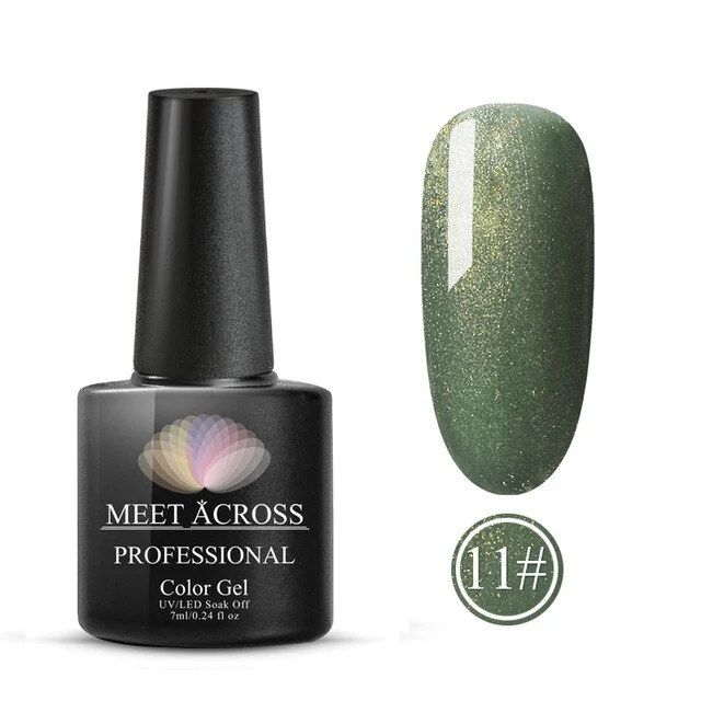 MEET ACROSS 8ml Glitter Nail Gel Holographic Gel Polish Dazzling Shining Gel Varnish UV LED Soak Off Nail Art Manicure