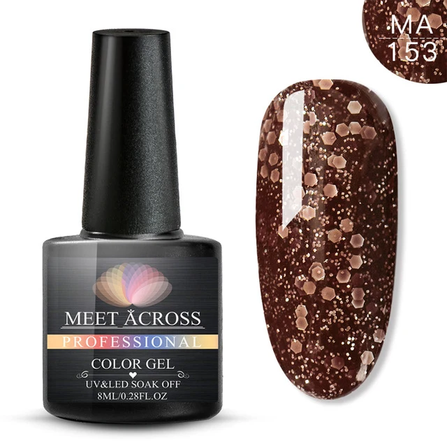 MEET ACROSS 8ml Glitter Nail Gel Holographic Gel Polish Dazzling Shining Gel Varnish UV LED Soak Off Nail Art Manicure