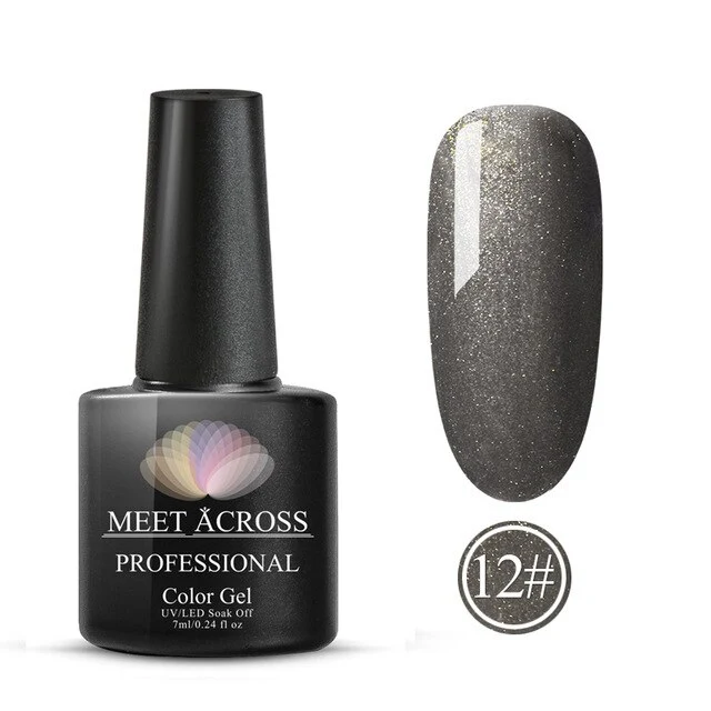 MEET ACROSS 8ml Glitter Nail Gel Holographic Gel Polish Dazzling Shining Gel Varnish UV LED Soak Off Nail Art Manicure