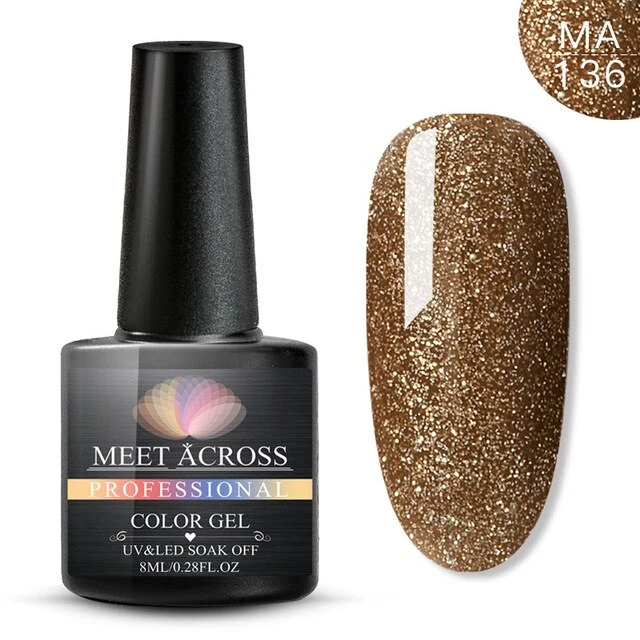 MEET ACROSS 8ml Glitter Nail Gel Holographic Gel Polish Dazzling Shining Gel Varnish UV LED Soak Off Nail Art Manicure