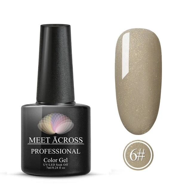MEET ACROSS 8ml Glitter Nail Gel Holographic Gel Polish Dazzling Shining Gel Varnish UV LED Soak Off Nail Art Manicure