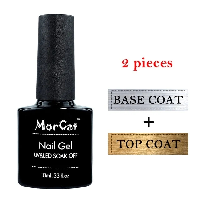 MorCat Top And Base Coat 10ml Gel Nail Polish UV Transparent Nail Gel Soak Off No Wipe Primer Gel Varnishes Lacquer Nail Art