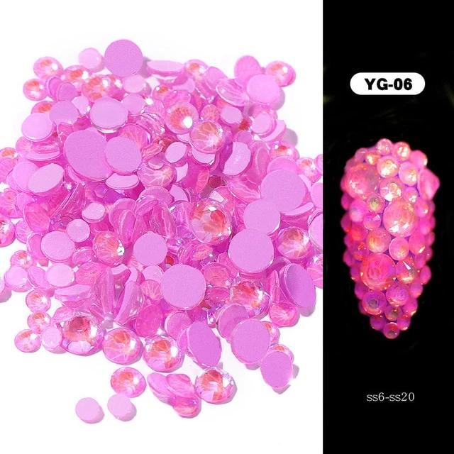 1pack Luminous Crystal Mixed Size SS6-SS20 Nail Art Rhinestone Decorations 3D Glitter Diamond Jewelly Glow In The Dark Ornaments