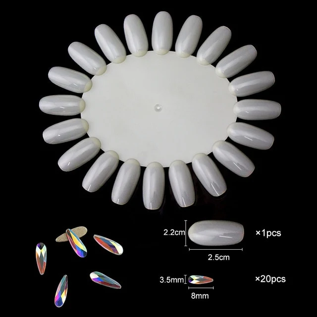 20 pcs Crystal AB Teardrop Nail Crystals Stones Drop Shape Flat Back Rhinestones For Glass 3D Nails Design Art Decorations