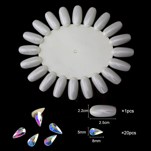 20 pcs Crystal AB Teardrop Nail Crystals Stones Drop Shape Flat Back Rhinestones For Glass 3D Nails Design Art Decorations