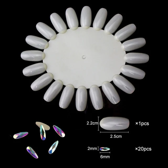 20 pcs Crystal AB Teardrop Nail Crystals Stones Drop Shape Flat Back Rhinestones For Glass 3D Nails Design Art Decorations