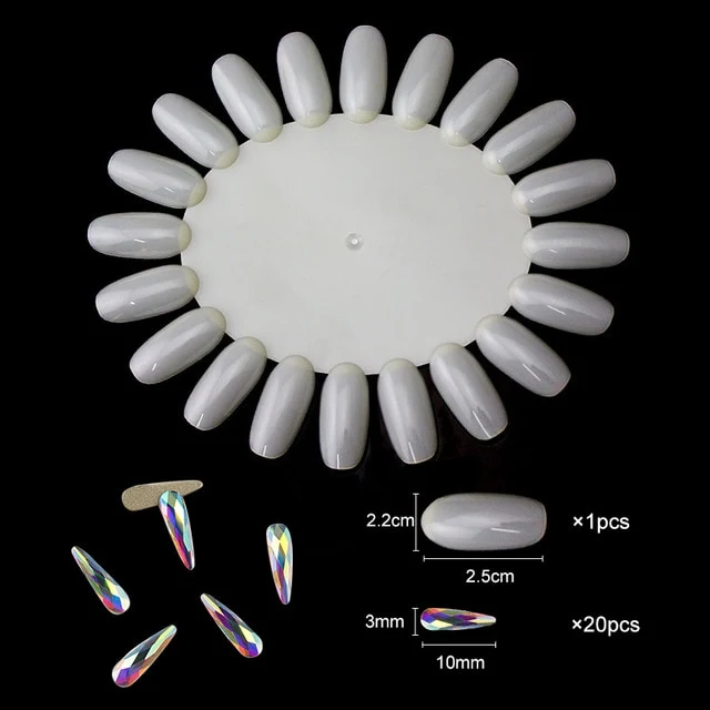 20 pcs Crystal AB Teardrop Nail Crystals Stones Drop Shape Flat Back Rhinestones For Glass 3D Nails Design Art Decorations