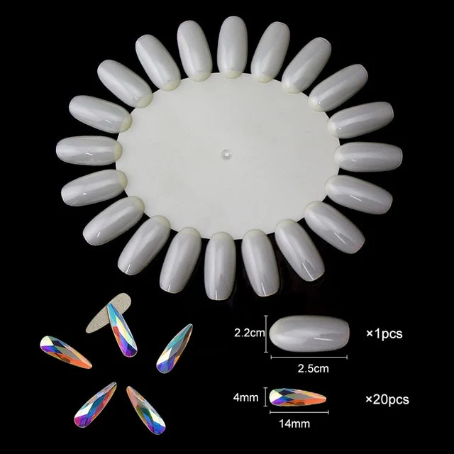 20 pcs Crystal AB Teardrop Nail Crystals Stones Drop Shape Flat Back Rhinestones For Glass 3D Nails Design Art Decorations