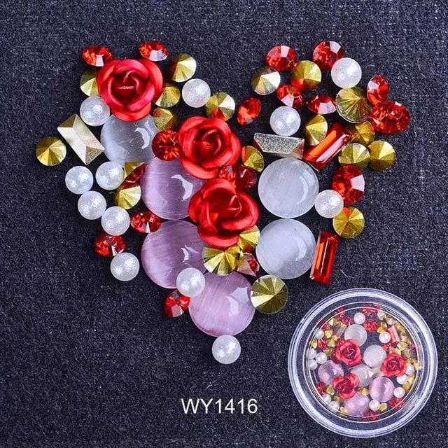 3D Nail Rhinestones Rose Jewelry Diverse DIY Gems Charming Mix Crystal Nail Art Decorations Gel Glitter Charms Nail Accessories