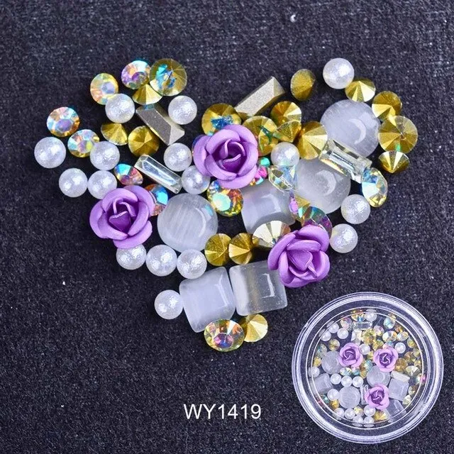 3D Nail Rhinestones Rose Jewelry Diverse DIY Gems Charming Mix Crystal Nail Art Decorations Gel Glitter Charms Nail Accessories