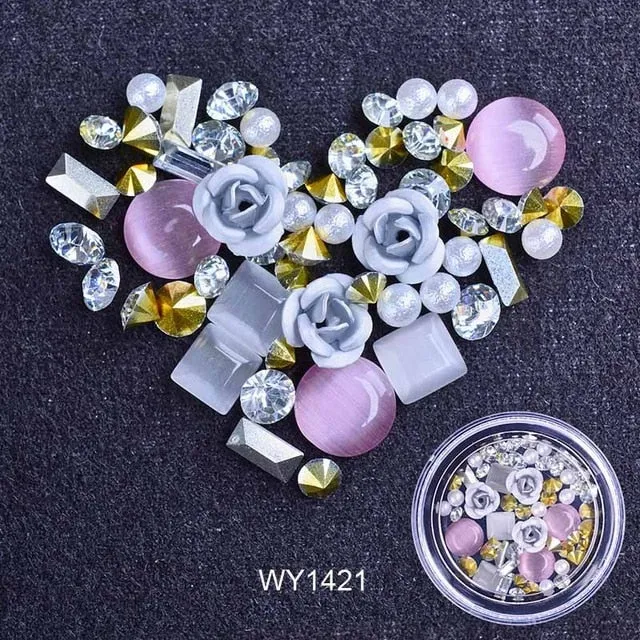 3D Nail Rhinestones Rose Jewelry Diverse DIY Gems Charming Mix Crystal Nail Art Decorations Gel Glitter Charms Nail Accessories