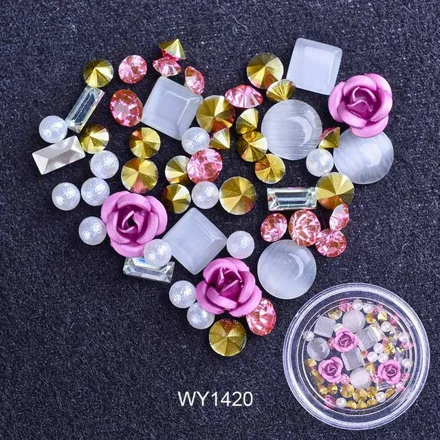 3D Nail Rhinestones Rose Jewelry Diverse DIY Gems Charming Mix Crystal Nail Art Decorations Gel Glitter Charms Nail Accessories