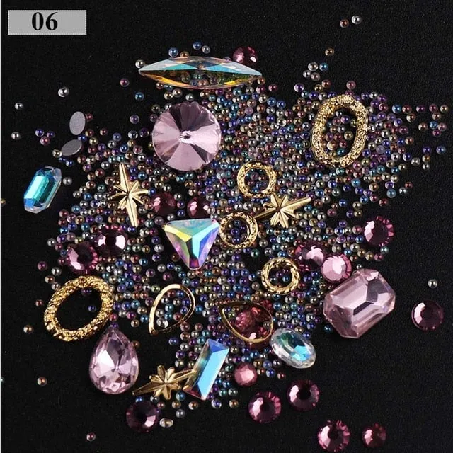 3D Nail Rhinestones Rose Jewelry Diverse DIY Gems Charming Mix Crystal Nail Art Decorations Gel Glitter Charms Nail Accessories
