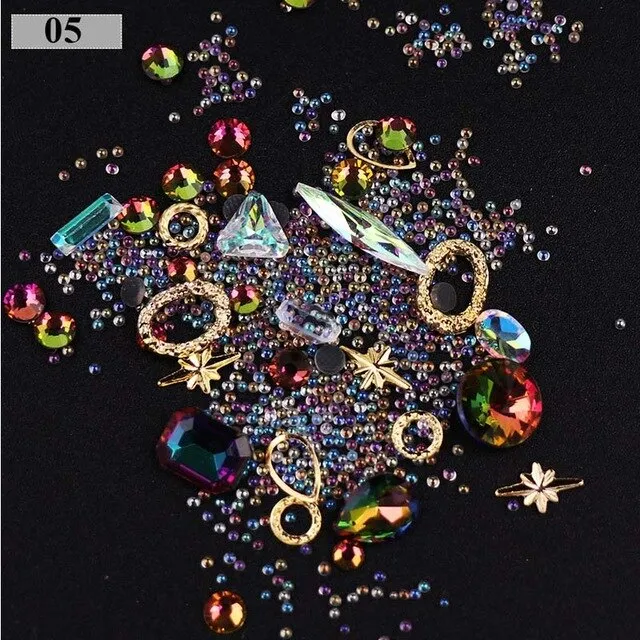 3D Nail Rhinestones Rose Jewelry Diverse DIY Gems Charming Mix Crystal Nail Art Decorations Gel Glitter Charms Nail Accessories