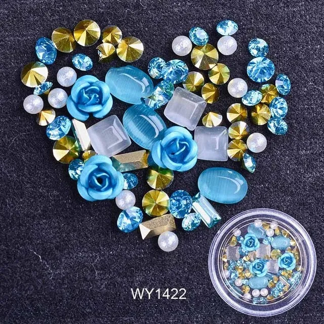 3D Nail Rhinestones Rose Jewelry Diverse DIY Gems Charming Mix Crystal Nail Art Decorations Gel Glitter Charms Nail Accessories