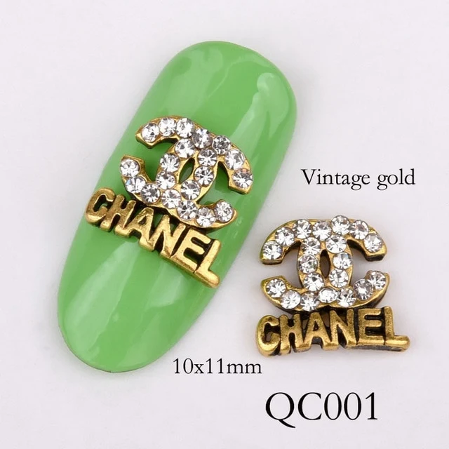 10pcs new leaf charm nail accessories, 3D golden leaves shiny nails rhinestones pearl effect tips DIY nail jewelry QB096-0100
