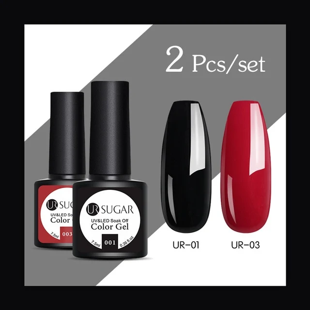 UR SUGAR 2Pcs/set Glitter Gel Nail Polish Set Pink Hybrid Color Semi Permanent Led Gel Lacquer Soak Off UV Gel Varnish Nail Art