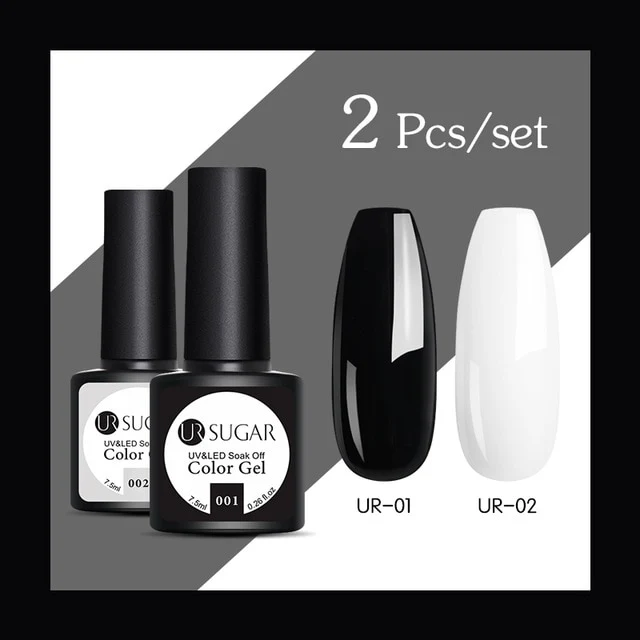 UR SUGAR 2Pcs/set Glitter Gel Nail Polish Set Pink Hybrid Color Semi Permanent Led Gel Lacquer Soak Off UV Gel Varnish Nail Art