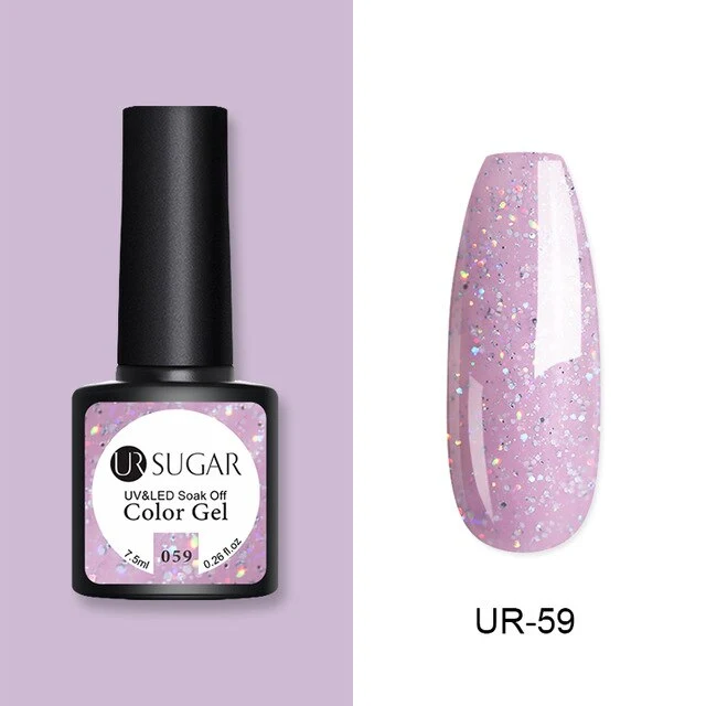 UR SUGAR 2Pcs/set Glitter Gel Nail Polish Set Pink Hybrid Color Semi Permanent Led Gel Lacquer Soak Off UV Gel Varnish Nail Art
