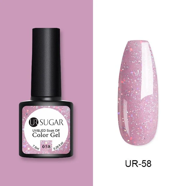 UR SUGAR 2Pcs/set Glitter Gel Nail Polish Set Pink Hybrid Color Semi Permanent Led Gel Lacquer Soak Off UV Gel Varnish Nail Art