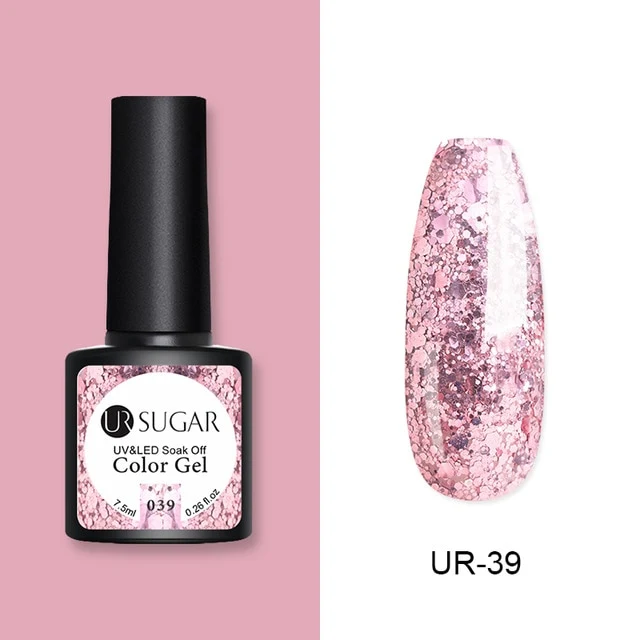 UR SUGAR 2Pcs/set Glitter Gel Nail Polish Set Pink Hybrid Color Semi Permanent Led Gel Lacquer Soak Off UV Gel Varnish Nail Art