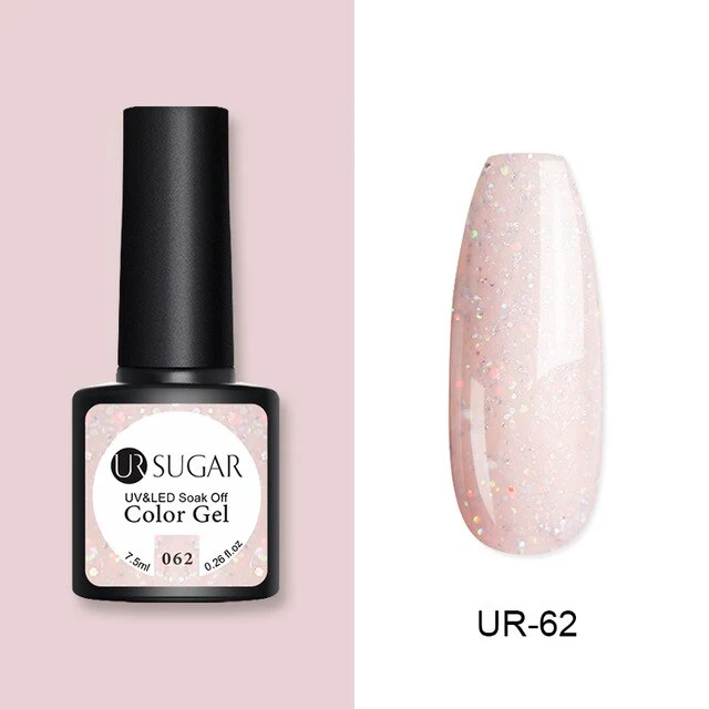 UR SUGAR 2Pcs/set Glitter Gel Nail Polish Set Pink Hybrid Color Semi Permanent Led Gel Lacquer Soak Off UV Gel Varnish Nail Art