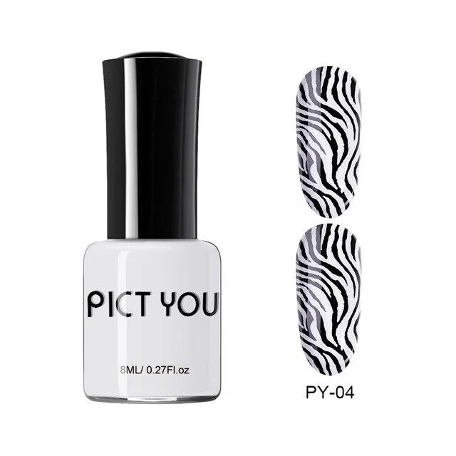 Pict You 8ml Stamping Nail Polish Pure Color Black White Red Nail Art Printing Varnish Manicure DIY Design Stamping Polish
