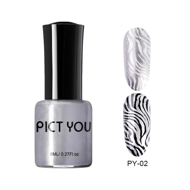 Pict You 8ml Stamping Nail Polish Pure Color Black White Red Nail Art Printing Varnish Manicure DIY Design Stamping Polish