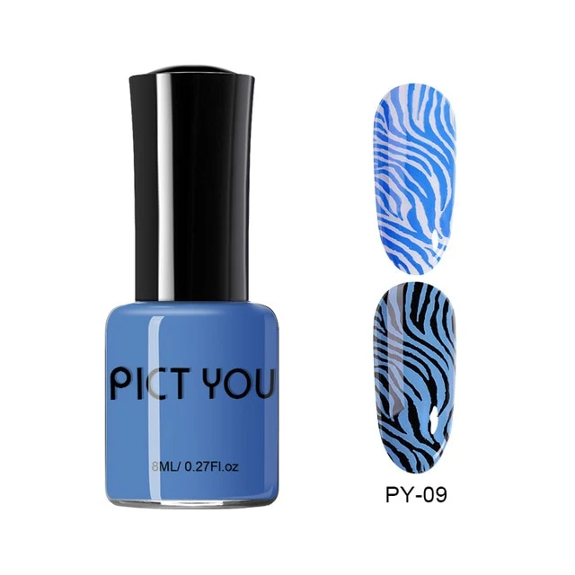 Pict You 8ml Stamping Nail Polish Pure Color Black White Red Nail Art Printing Varnish Manicure DIY Design Stamping Polish