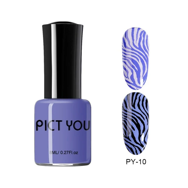 Pict You 8ml Stamping Nail Polish Pure Color Black White Red Nail Art Printing Varnish Manicure DIY Design Stamping Polish