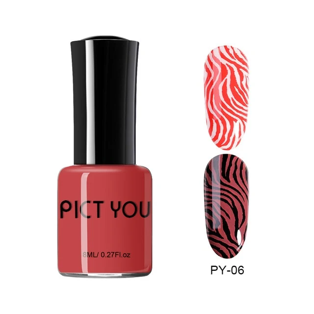 Pict You 8ml Stamping Nail Polish Pure Color Black White Red Nail Art Printing Varnish Manicure DIY Design Stamping Polish