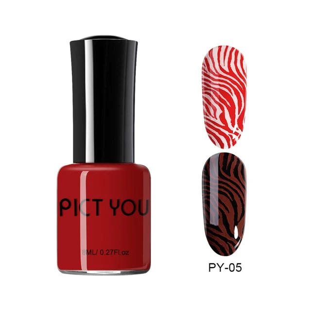 Pict You 8ml Stamping Nail Polish Pure Color Black White Red Nail Art Printing Varnish Manicure DIY Design Stamping Polish