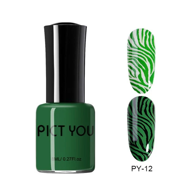 Pict You 8ml Stamping Nail Polish Pure Color Black White Red Nail Art Printing Varnish Manicure DIY Design Stamping Polish