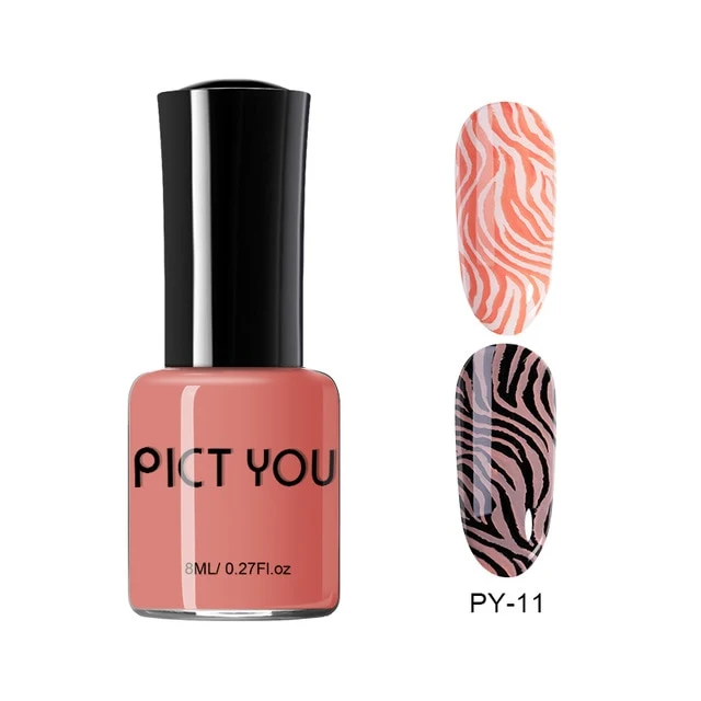 Pict You 8ml Stamping Nail Polish Pure Color Black White Red Nail Art Printing Varnish Manicure DIY Design Stamping Polish