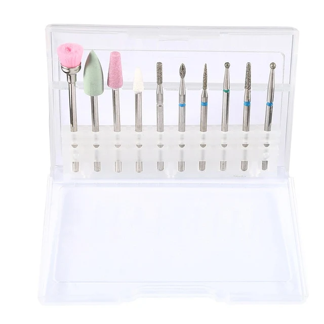 10pcs Diamond Nail Drill Nail Supplies Nail Drill Bit Nail Files Electric for Manicure Rotate Polishing Tools Nail Equipment