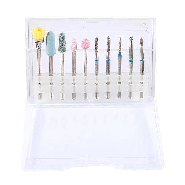 10pcs Diamond Nail Drill Nail Supplies Nail Drill Bit Nail Files Electric for Manicure Rotate Polishing Tools Nail Equipment