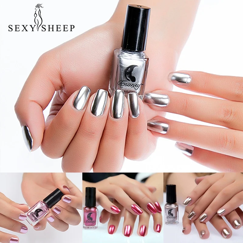 SEXYSHEEP 6ML Mirror Effect Metallic Nail Polish Purple Rose Gold Silver Chrome Nail Art Varnish For Nails Manicure Lacquer