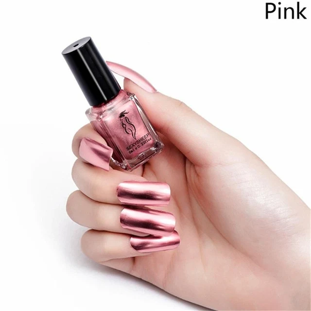 SEXYSHEEP 6ML Mirror Effect Metallic Nail Polish Purple Rose Gold Silver Chrome Nail Art Varnish For Nails Manicure Lacquer