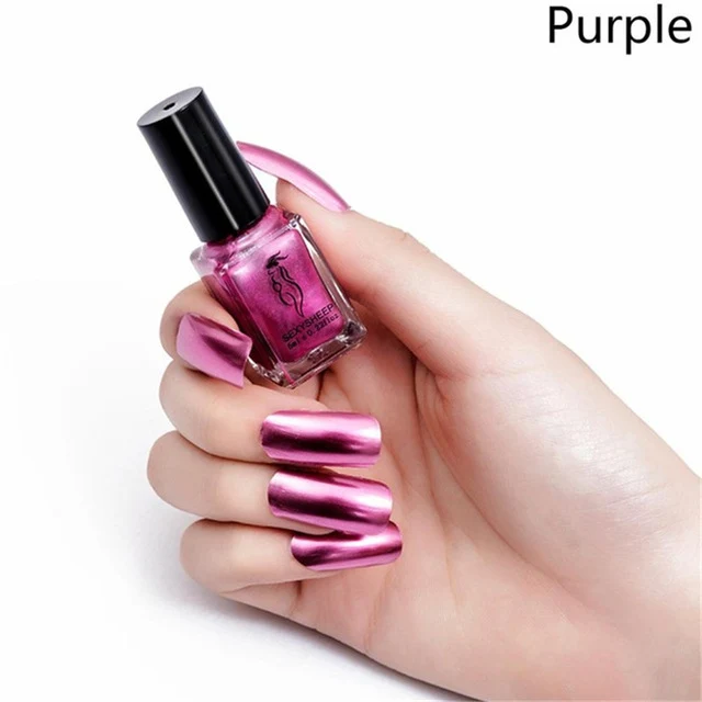 SEXYSHEEP 6ML Mirror Effect Metallic Nail Polish Purple Rose Gold Silver Chrome Nail Art Varnish For Nails Manicure Lacquer