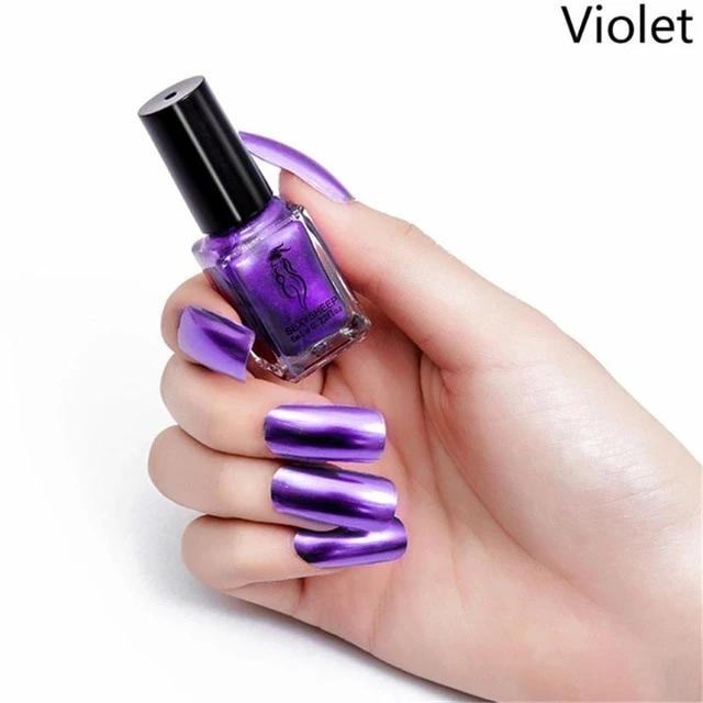 SEXYSHEEP 6ML Mirror Effect Metallic Nail Polish Purple Rose Gold Silver Chrome Nail Art Varnish For Nails Manicure Lacquer