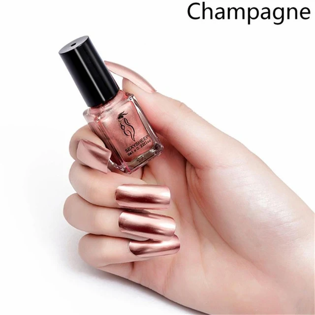 SEXYSHEEP 6ML Mirror Effect Metallic Nail Polish Purple Rose Gold Silver Chrome Nail Art Varnish For Nails Manicure Lacquer