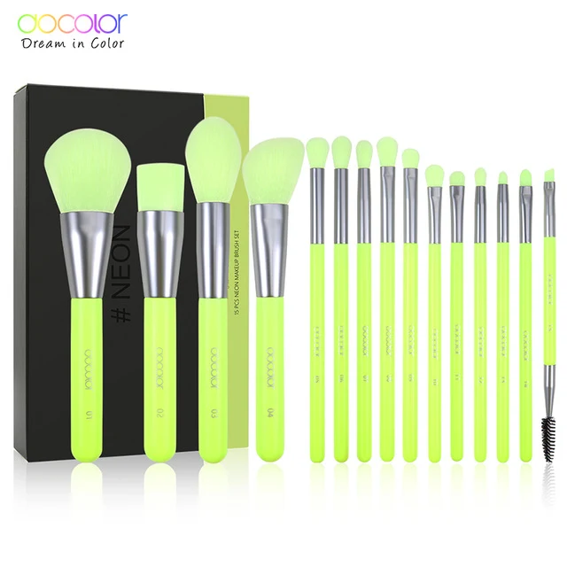 Docolor 10Pcs Professional Makeup Brushes Powder Foundation Eyeshadow Make Up Brushes Set Hair Synthetic Cosmetics Neon Brush